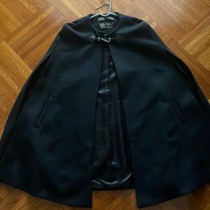 Zara Black cape with pockets. Lightly worn.